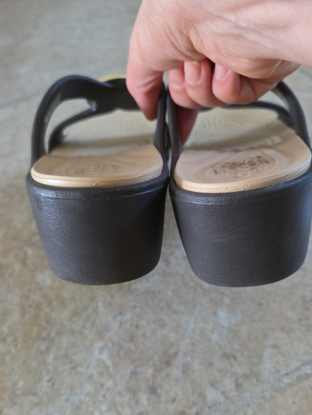 CROCS Dual Brown with Gold Medallion Sandals - Picture 8 of 9